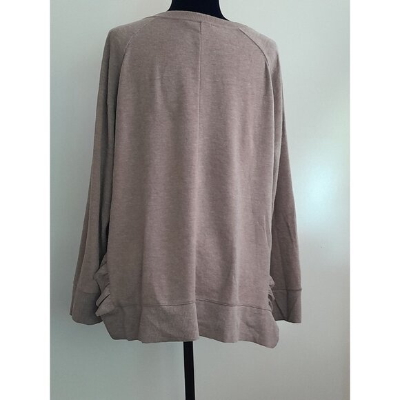 Zara Side Split Ruffle Hem Hi Lo Super Soft Lightweight Large Sweater  Brown - Picture 5 of 6
